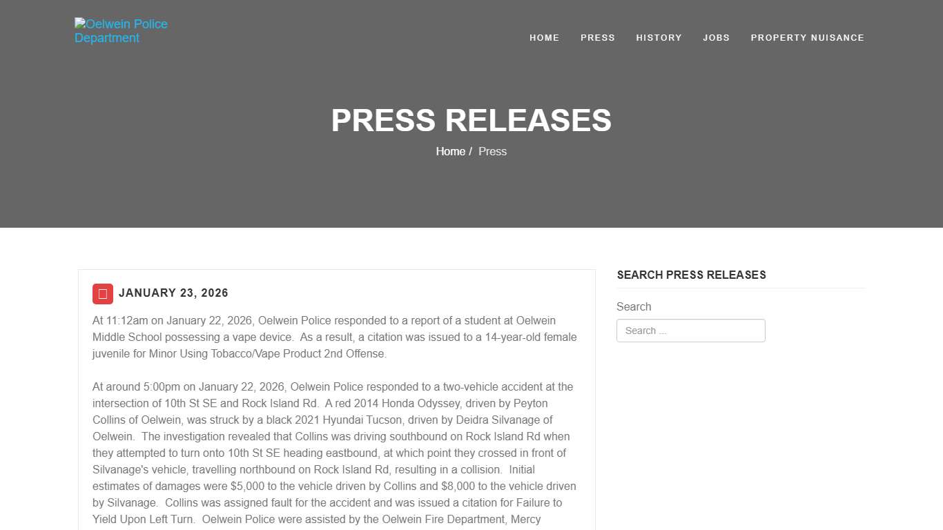 Oelwein Police Department - Press